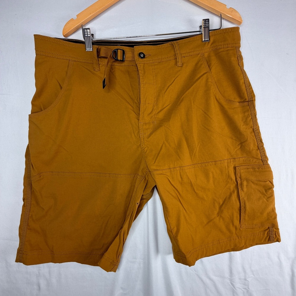 Prana Zion Cargo Shorts 38 Brown Stretch Hiking Climbing Outdoor 10in Inseam